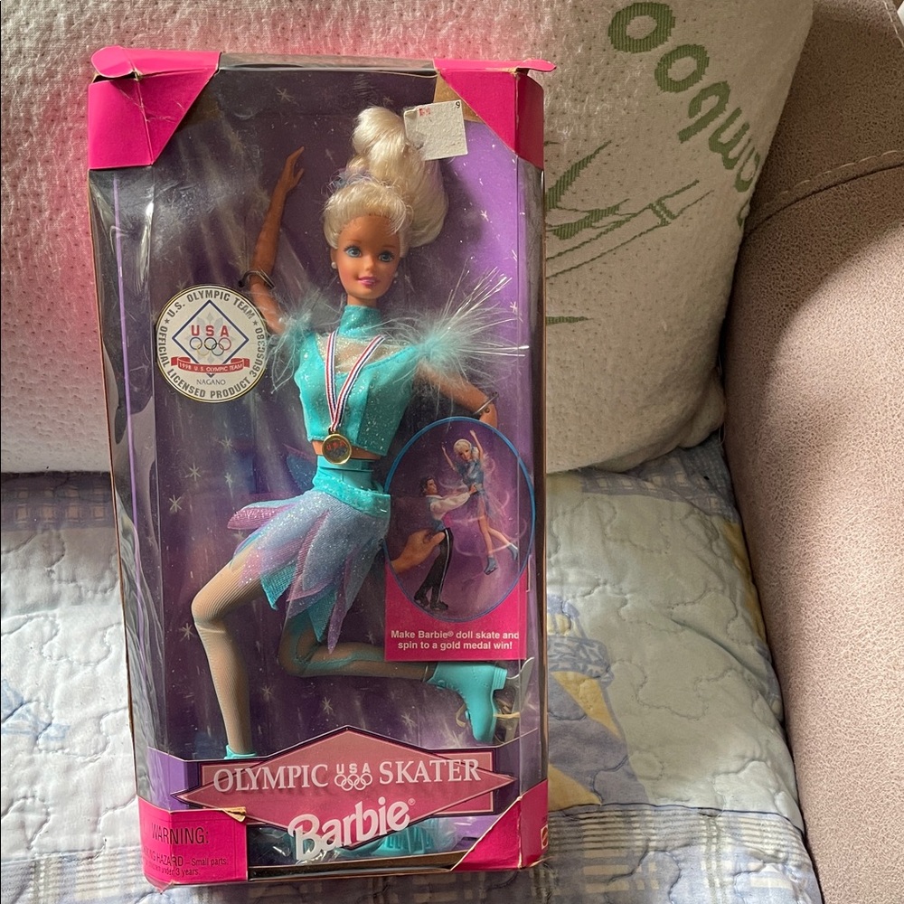 Mattel Barbie Olympic Skater Doll - Pink and Blue